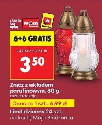 Znicz z wkładem parafinowym  promocja w Biedronka