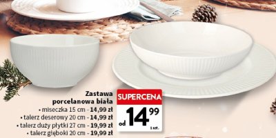 Zastawa porcelanowa biała - talerz głęboki 20 cm promocja w Intermarche