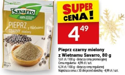 Pieprz czarny mielony z Wietnamu Savarro, 80 g promocja w Twój Market