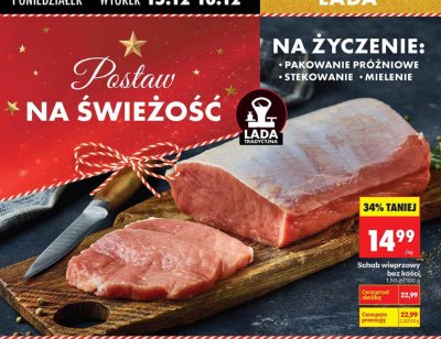 Schab wieprzowy bez kości 1,50 zł/100 g promocja w Biedronka