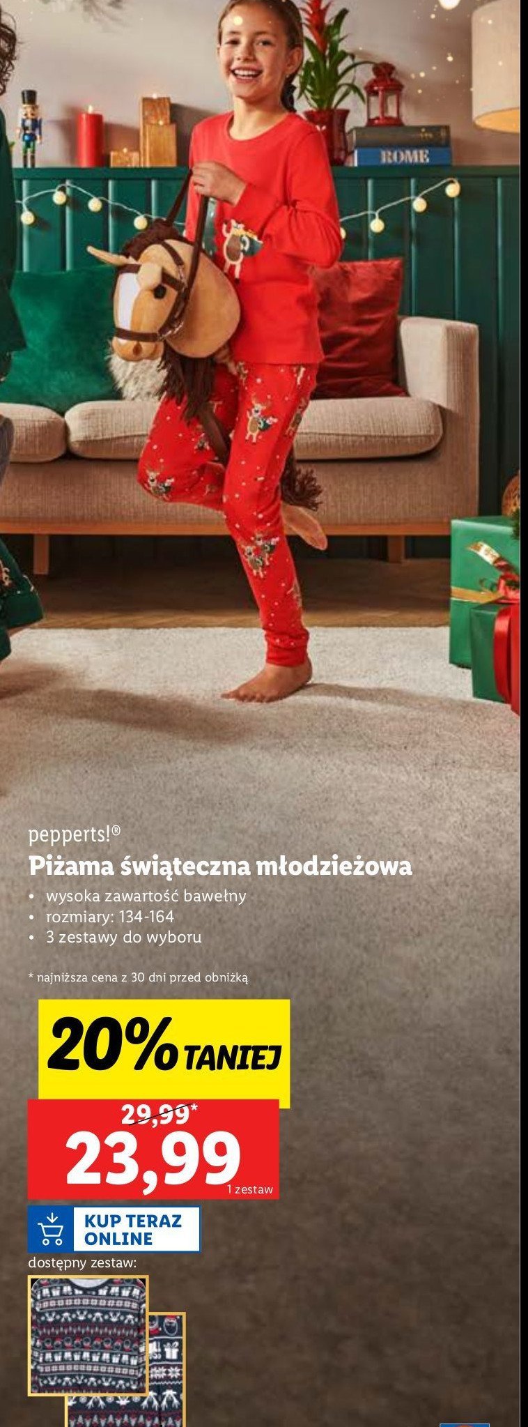 Piżama świąteczna młodzieżowa 134-164 Pepperts! promocja w Lidl