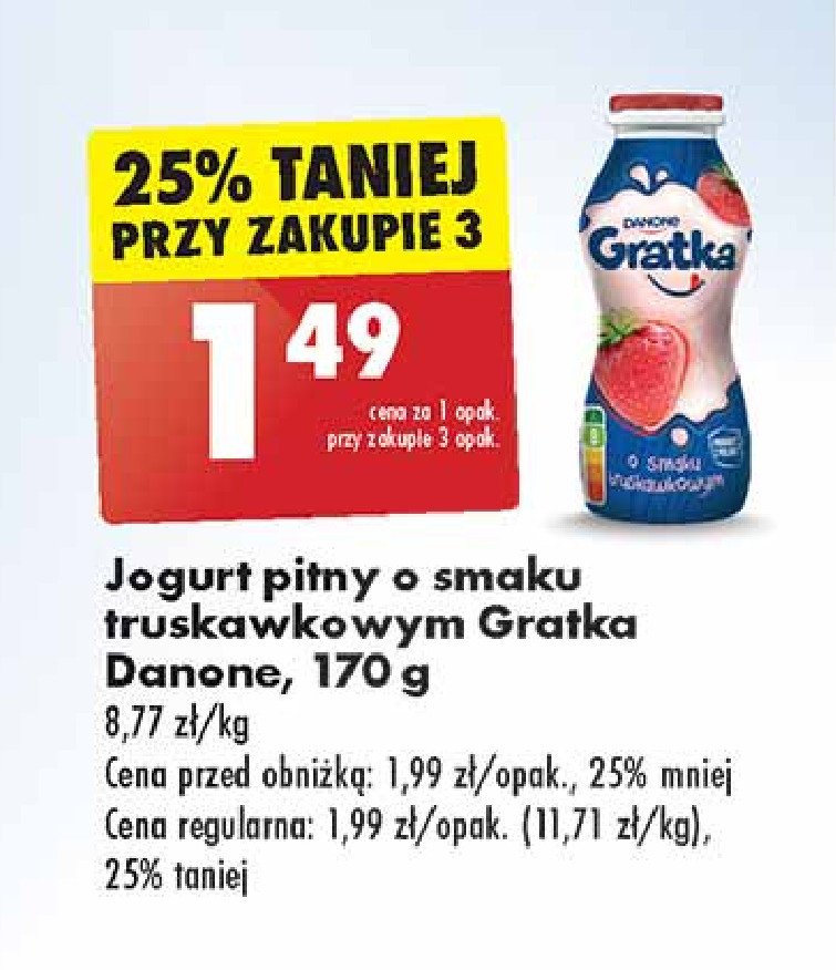 Napój mleczny truskawkowy Danone gratka promocja