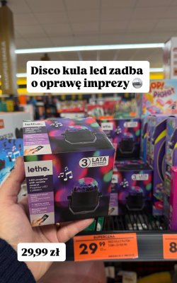 Projektor LED z pilotem lethe disco kula led promocja w Biedronka