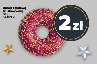 Donut z polewą truskawkową promocja w Netto