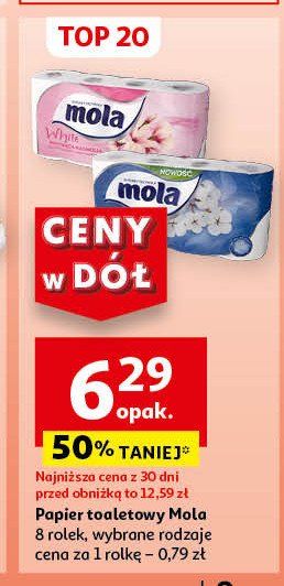 Papier toaletowy bawełniana biel Mola white promocja w Auchan