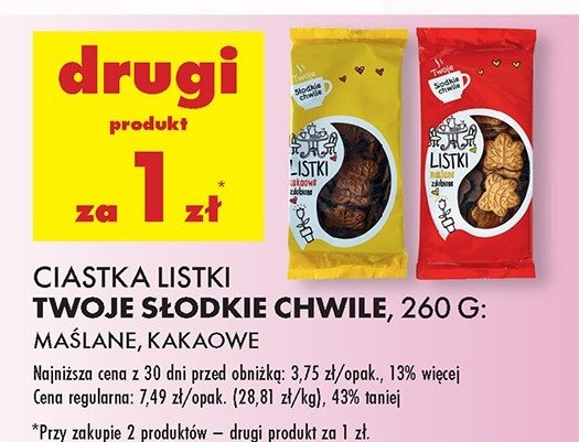 Ciastka listki kakaowe Twoje słodkie chwile promocja w Biedronka