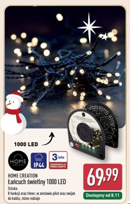 Łańcuch świetlny 1000 LED HOME CREATION promocja w Aldi