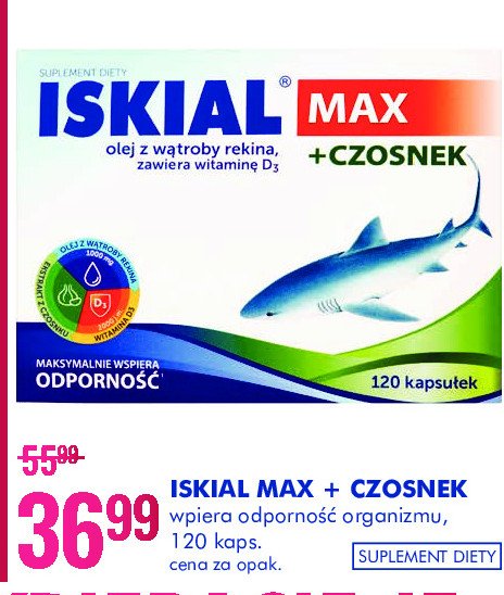 Kapsułki olej z wątroby rekina max+czosnek Iskial promocja