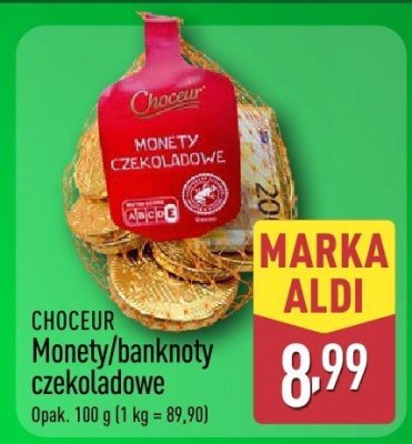 Monety/banknoty czekoladowe CHOCEUR Monety/banknoty czekoladowe promocja w Aldi