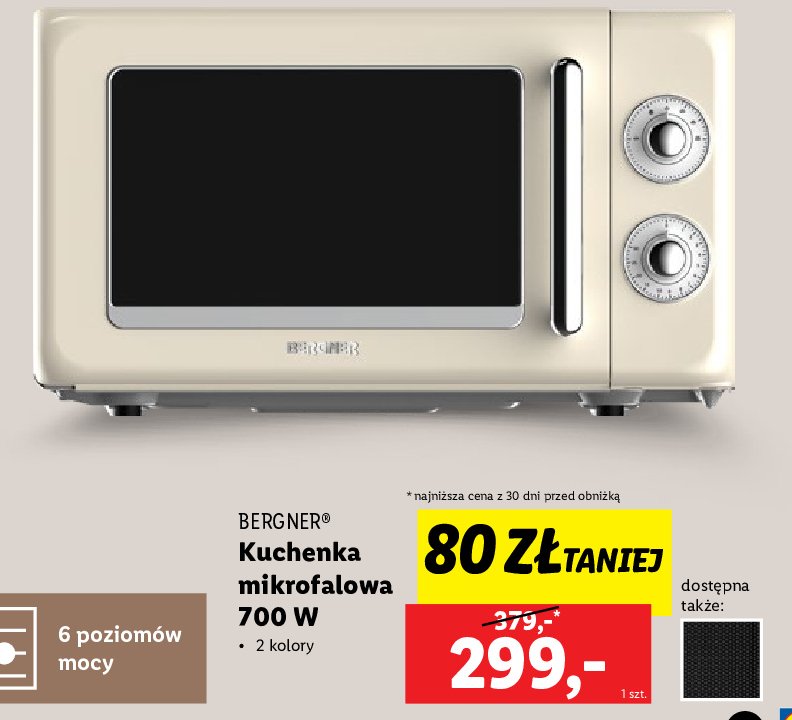 Kuchenka mikrofalowa 700 w Bergner promocja w Lidl