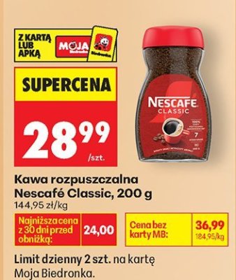 Kawa rozpuszczalna Nescafe Classic promocja w Biedronka