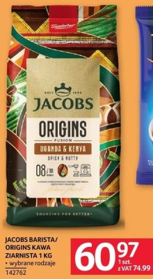 Kawa ziarnista JACOBS BARISTA/ORIGINS KAWA ZIARNISTA 1 KG promocja w Selgros