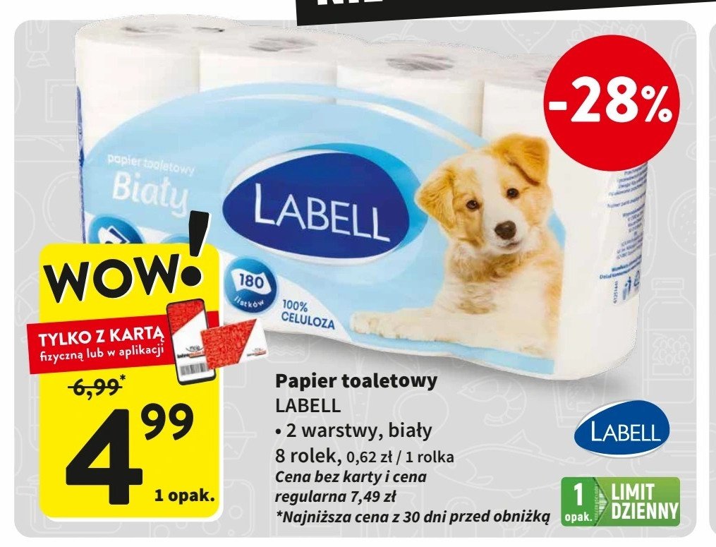 Papier toaletowy biały Labell promocja w Intermarche