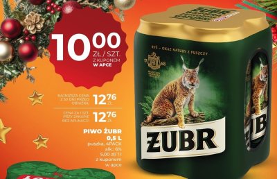 Piwo Żubr 0,5 L puszka, 4PACK promocja w Duży Ben