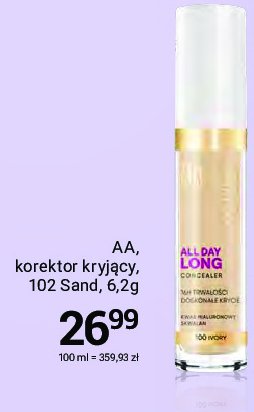 Korektor pod oczy 12 sand AA WINGS OF COLOR ALL DAY LONG promocja
