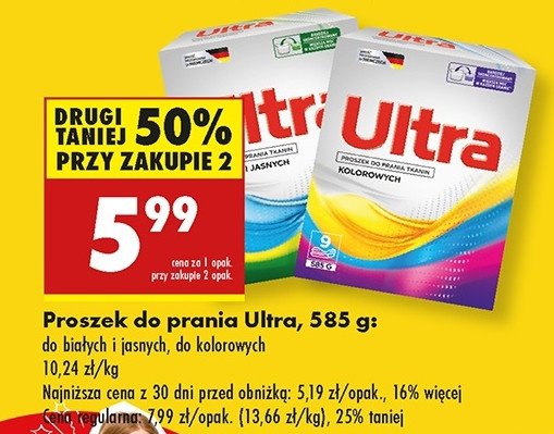 Proszek do prania białych i jasnych Ultra promocja w Biedronka