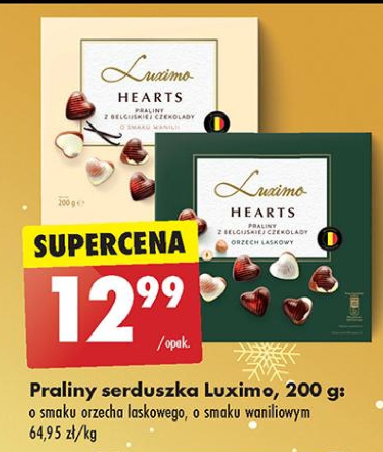 Praliny hearts o smaku wanilii Luximo promocja