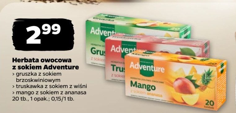 Herbata mango z sokiem ananasa Adventure promocja w Netto