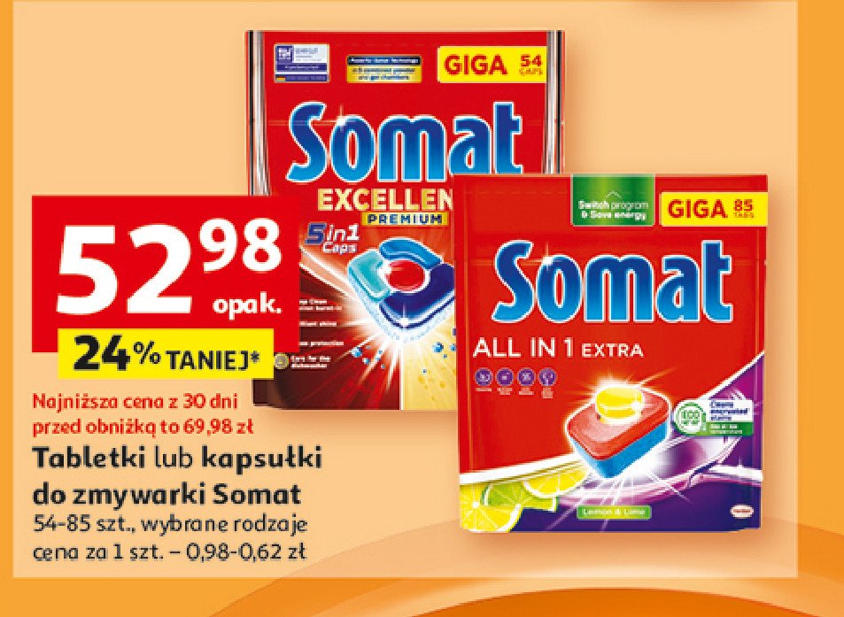 Tabletki do zmywarek lemon & lime Somat all in 1 promocja w Auchan