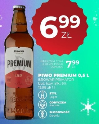 Piwo Premium Lager 0,5L promocja w Duży Ben