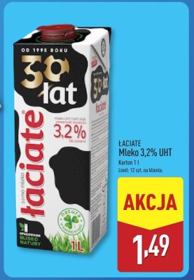 Mleko 3,2% UHT Łaciate promocja w Aldi