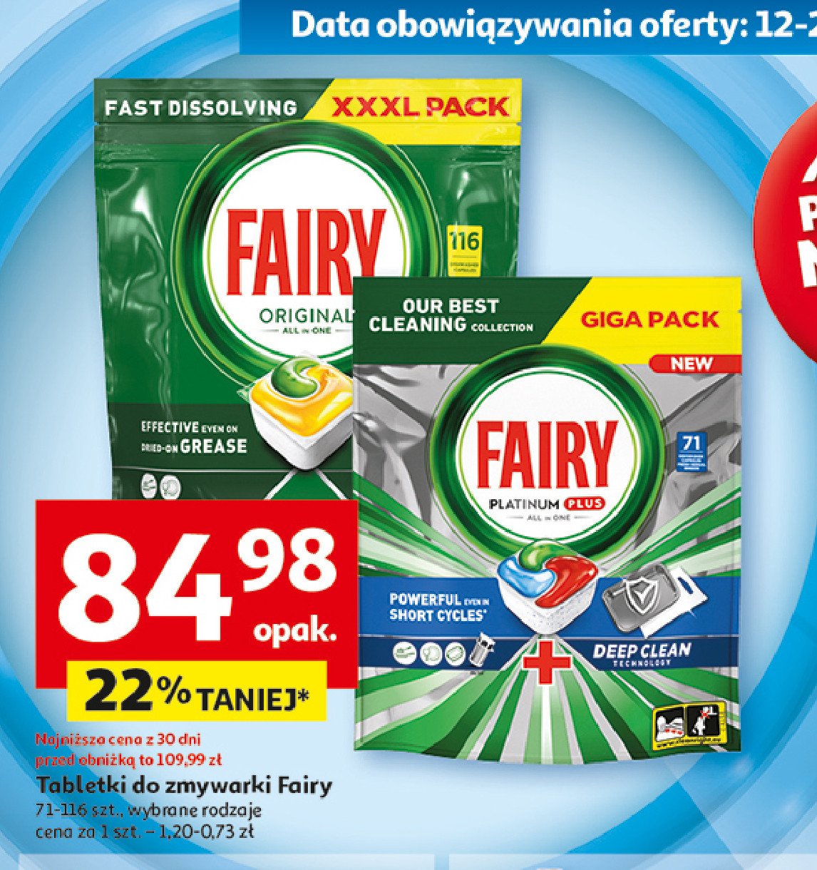 Tabletki do zmywarki lemon Fairy all in 1 promocja w Auchan