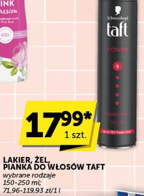 Lakier, żel, pianka do włosów Taft wybrane rodzaje promocja w ABC