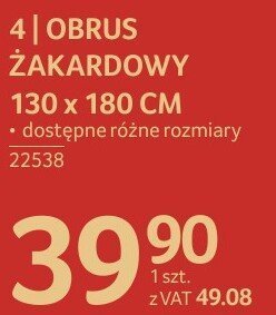 Obrus zakardowy 130 x 180 cm dostępne różne rozmiary Selgros promocja w Selgros