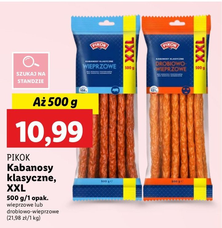 Kabanosy drobiowo-wieprzowe xxl Pikok promocja