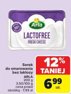 Serek do smarowania bez laktozy ARLA LACTOFREE promocja w Carrefour