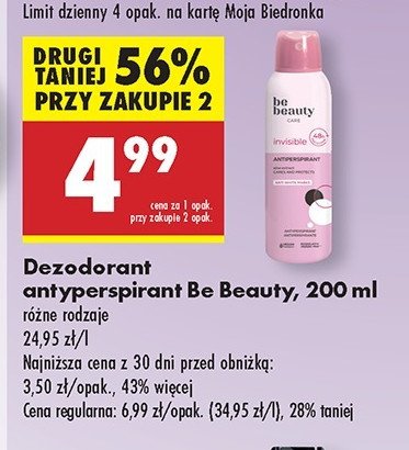 Dezodorant invisible Be beauty care promocja w Biedronka