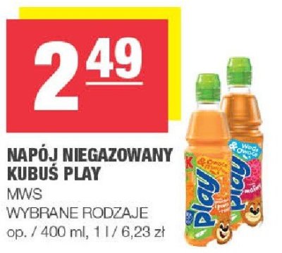 Napój niegazowany Kubuś Play Mws wybrane rodzaje promocja w SPAR