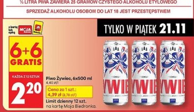 Piwo Żywiec 6x500 ml promocja w Biedronka