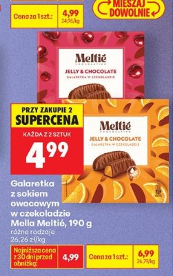 Galaretka z sokiem owocowym w czekoladzie Mella Meltić, 190 g promocja w Biedronka