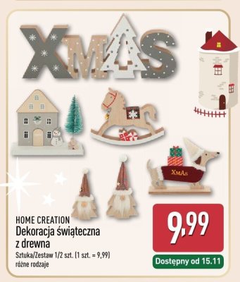 Dekoracja świąteczna z drewna HOME CREATION promocja w Aldi