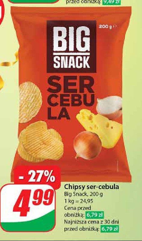 Chipsy ser-cebula Big snack promocja