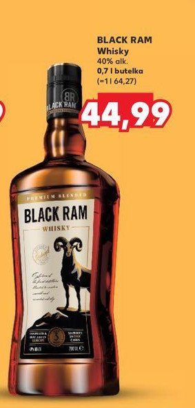 Whisky BLACK RAM PREMIUM BLENDED promocja w Kaufland