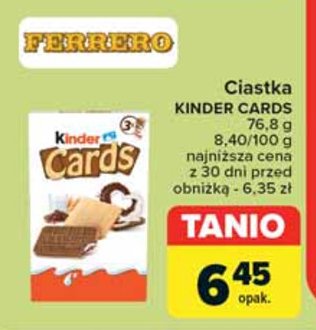 Herbatniki z czekoladą Kinder cards promocja