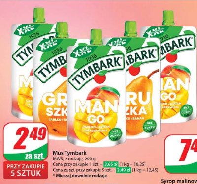 Mus gruszka-jabłko-banan Tymbark mus promocja