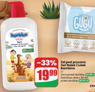 Chusteczki nawilżane Comfort Gugu promocja w Dino