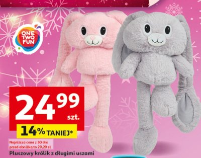 Pluszowy królik z długimi uszami szary promocja w Auchan