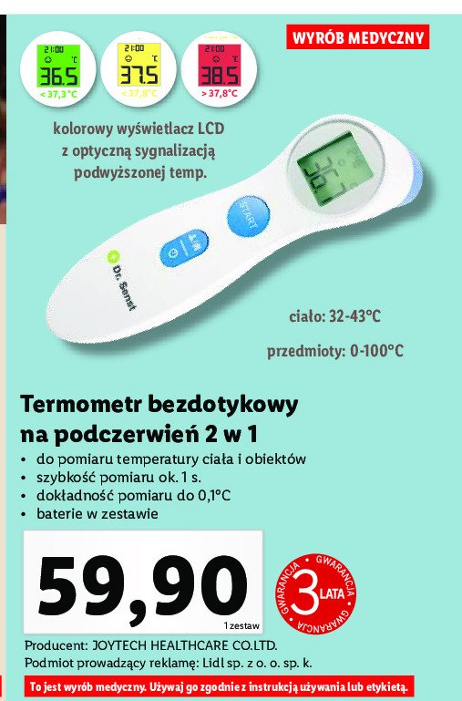 Termometr bezdotykowy na podczerwień 2w1 Dr. senst promocja