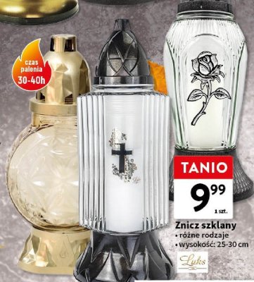 Znicz szklany różne rodzaje 25-30 cm promocja w Intermarche