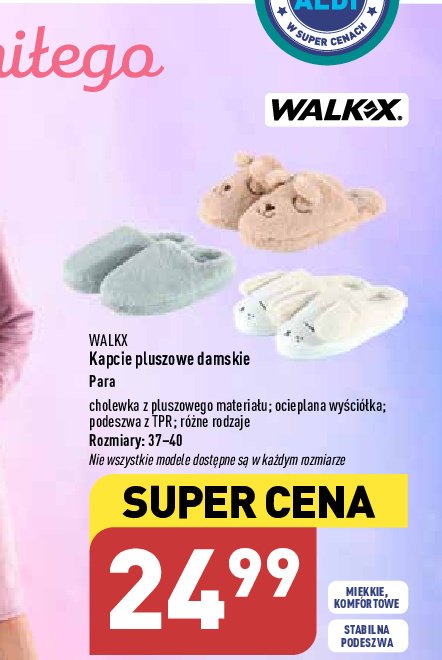 Kapcie damskie pluszowe 37-40 Walkx promocja