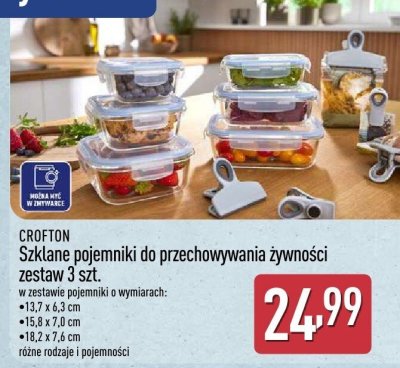 Szklane pojemniki do przechowywania żywności zestaw 3 szt. promocja w Aldi