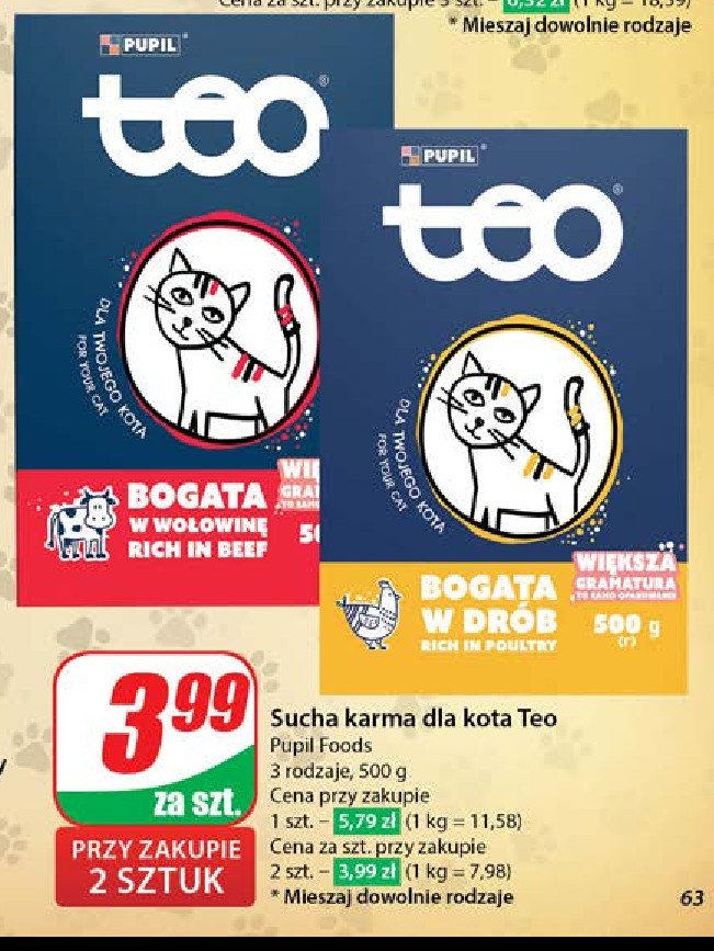 Karma dla kota z wołowina Teo promocja w Dino