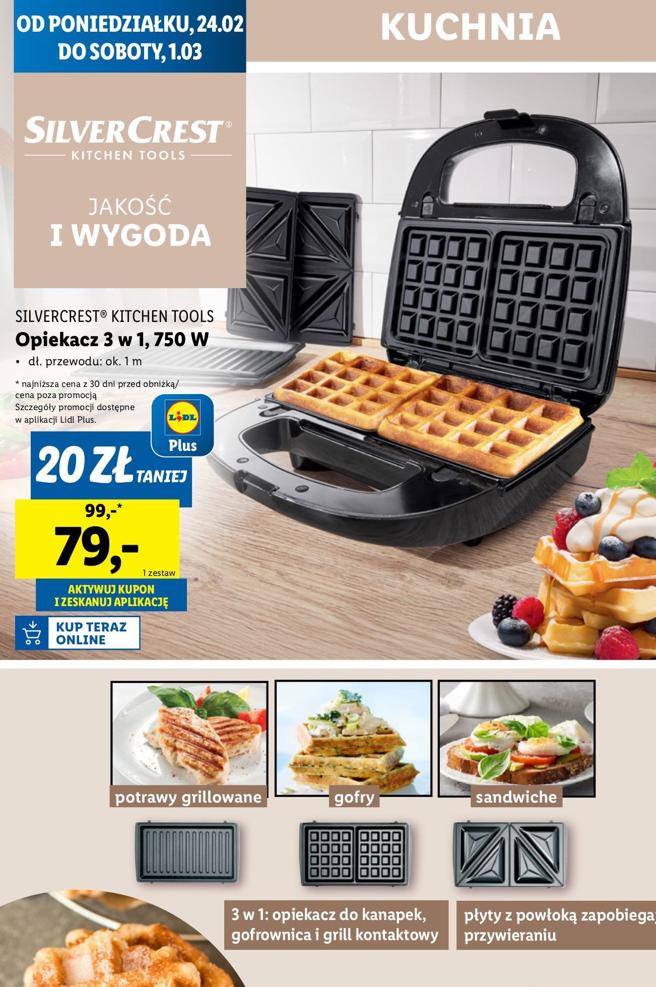 Opiekacz do kanapek 750w Silvercrest promocja w Lidl