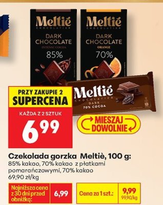 Czekolada gorzka Meltié, 100 g: 70% kakao promocja w Biedronka