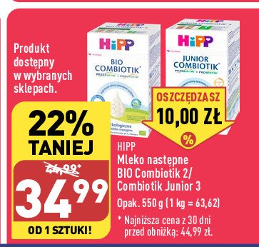 Mleko 2 Hipp combiotik promocja