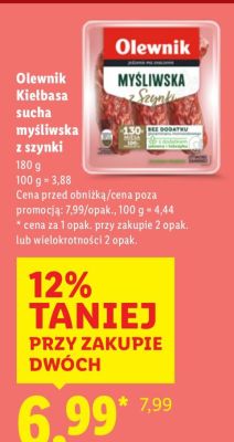 Olewnik Kiełbasa sucha myśliwska z szynki promocja w Lidl